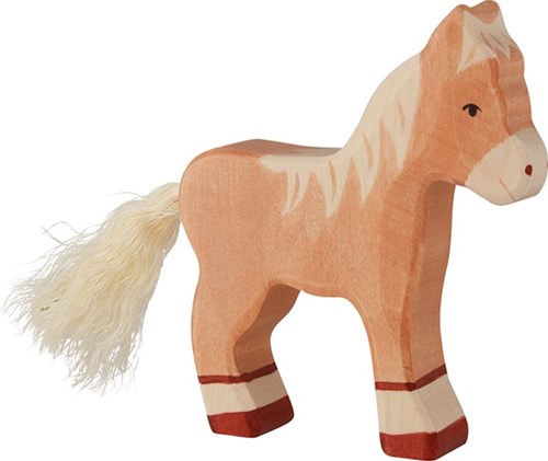 Holztiger potro de madera marrón claro - figura de caballo de madera