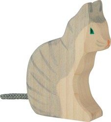 Holztiger figura de gato de madera - juguete sostenible hecho a mano