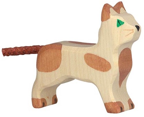Holztiger figura de gato de madera pequeña - juguete sostenible