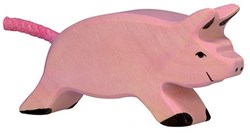 Holztiger figura de cerdito de madera - cerdo corriendo - juguete sostenible