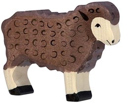 Holztiger oveja de madera figura de juego negra de pie juguete sostenible