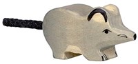 Holztiger ratón de madera figura de juego gris juguete sostenible