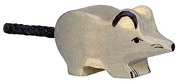 Holztiger ratón de madera figura de juego gris juguete sostenible