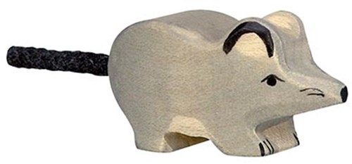 Holztiger ratón de madera figura de juego gris juguete sostenible