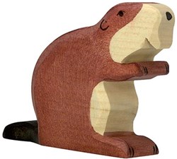 Holztiger figura de castor de madera juguete artesanal sostenible
