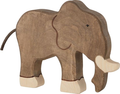 Holztiger elefante de madera figura de juguete artesanal sostenible