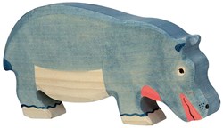 Holztiger hipopótamo de madera figura de juego - juguete artesanal y seguro