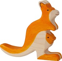 Holztiger canguro de madera con cría - figura de juego sostenible