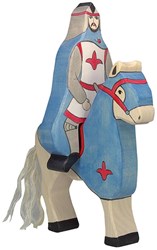 Holztiger caballero figura de madera a caballo azul rosa FSC