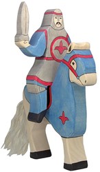 Holztiger caballero figura de madera azul 19 cm sostenible FSC