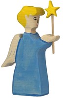 Holztiger ángel de Navidad de madera con estrella - figura artesanal