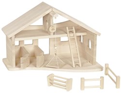 Holztiger granero juguete de madera con cabrestante de cuerda granja