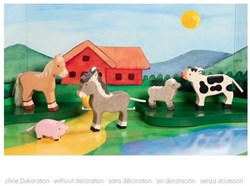 Holztiger animales de granja set de juguete de madera artesanal