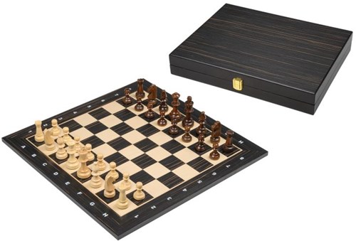 Philos juego de ajedrez torneo negro con caja de madera para piezas