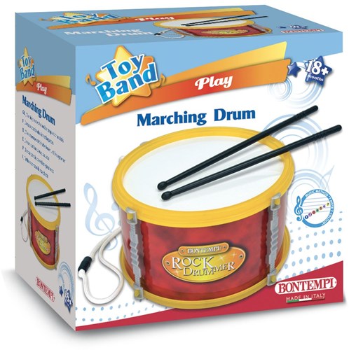 Bontempi tambor de juguete rojo con correa para el hombro y baquetas - instrumento musical para niños-3