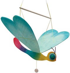 Ostheimer móvil libélula de madera - decoración colorida para habitación infantil