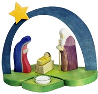 Ostheimer belén de madera con vela decorativa Navidad