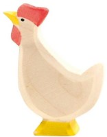 Ostheimer gallina de madera blanca figura de juguete gallina