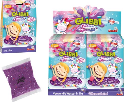 Baño de purpurina unicornio Glibbi slime morado juguete de baño para niños
