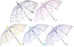Duckiez paraguas corazones transparente 50cm multicolor para niños