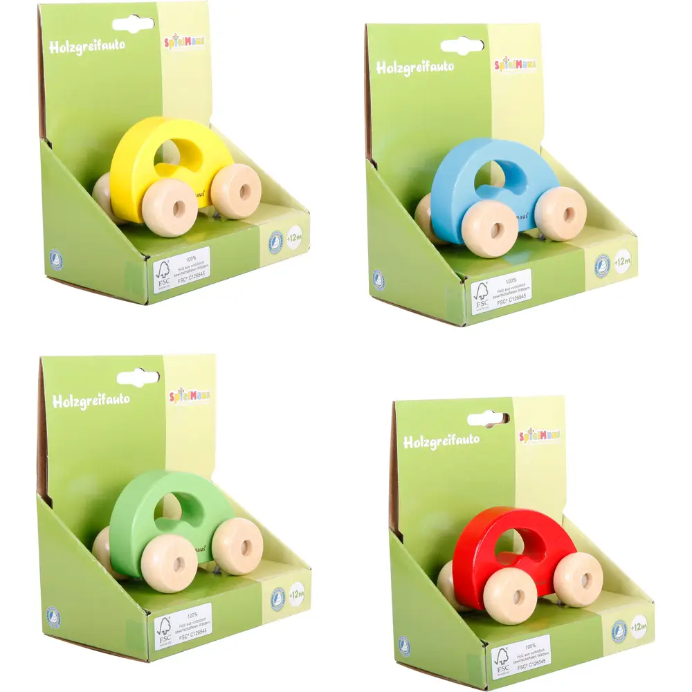 Vedes coche de juguete de madera - colorido y resistente para bebés