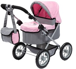 Bayer Chic 2000 carrito muñecas Trendy gris rosa manillar ajustable