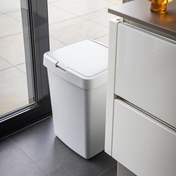 Sunware cubo de basura Delta 50L blanco - gran papelera con tapa abatible