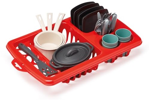 Ecoiffier escurreplatos de juguete con vajilla - Set infantil de 23 piezas