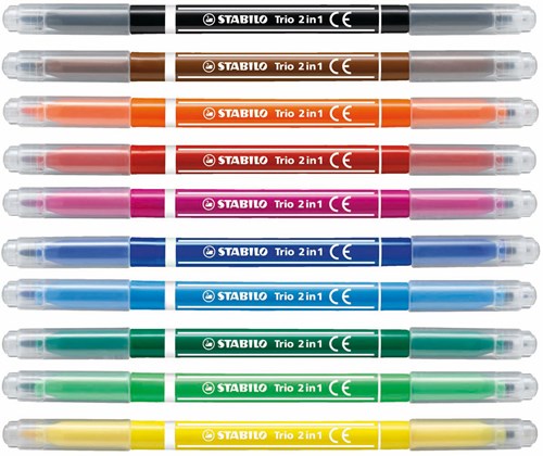 Stabilo rotuladores Trio 2 en 1 con punta fina y gruesa - estuche 10 colores-3