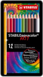 Stabilo aquacolor lápices acuarelables premium estuche metálico 12 colores