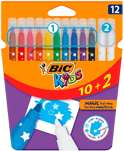 BIC rotuladores colorear y borrar - 12 piezas para niños