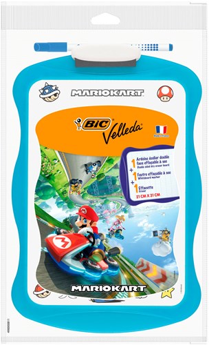 BIC pizarra blanca Super Mario doble cara azul con rotulador y borrador