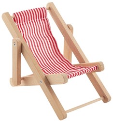 Goki tumbona de madera casa de muñecas rojo blanco - mueble muñeca FSC