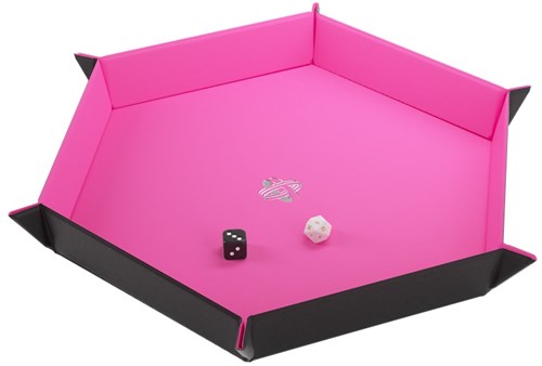 Gamegenic bandeja magnética para dados hexagonal negro rosa compacta