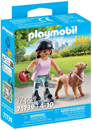 Playmobil figura de juego My Life patinadora con perro retriever 71739