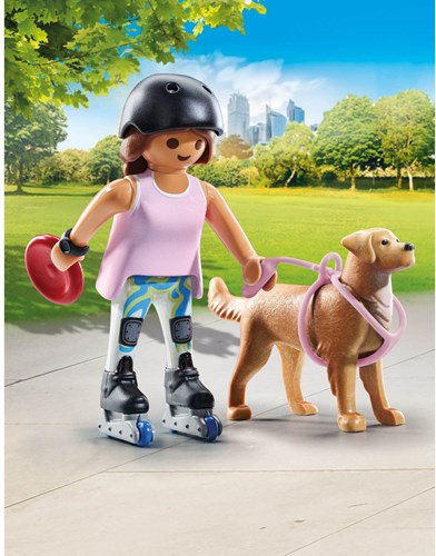 Playmobil figura de juego My Life patinadora con perro retriever 71739-3