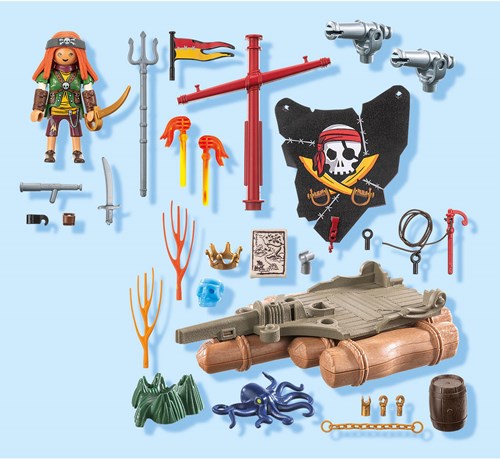 Playmobil Pirates balsa pirata set de construcción con tesoro y figura-2