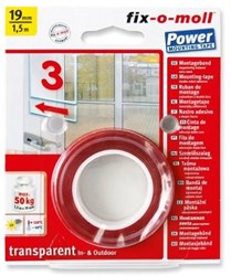 Fix-o-moll cinta de montaje de doble cara roja 1.5x19 adhesivo fuerte