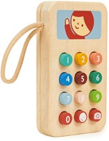 Mentari teléfono de juguete de madera para niños pequeños y preescolares-2