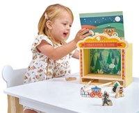 Mentari mini teatro de madera juguete para niños y juego de rol creativo-3