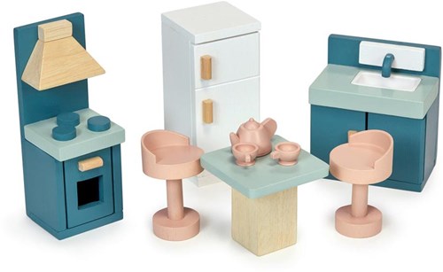 Mentari set de cocina de madera - accesorios para casa de muñecas