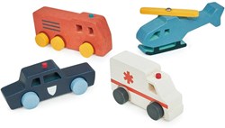 Mentari vehículos de emergencia coches de juguete de madera para niños