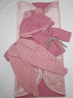 Conjunto de ropa Paola Reina Bebitos niña rosa/panal (45cm)-2