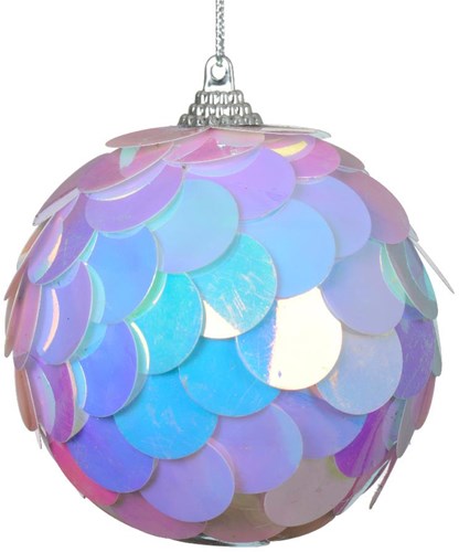 Decoris bola de Navidad lentejuelas blanca 8cm - set de 4 - decoración festiva