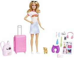 Barbie muñeca de viaje - muñeca fashion con maleta y accesorios de viaje