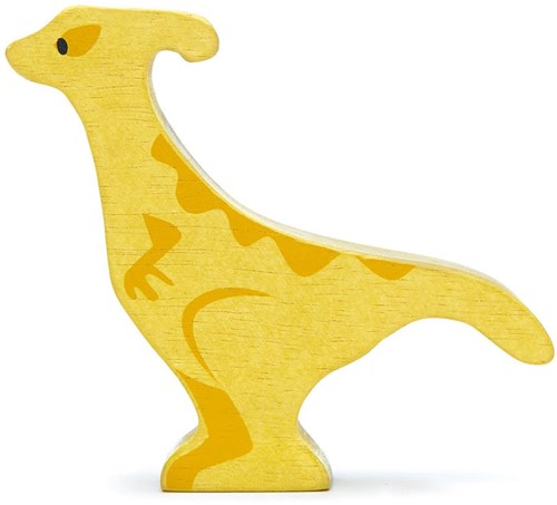 Tender Leaf dinosaurio de madera Parasaurolophus juguete sostenible amarillo