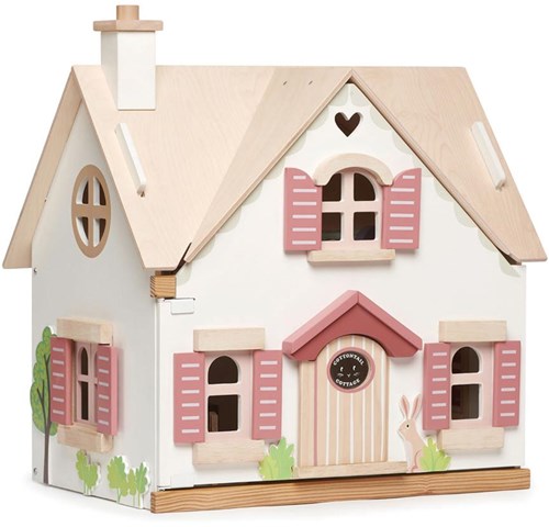 Tender Leaf casa de muñecas de madera Cottage Cottontail con muebles