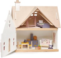 Tender Leaf casa de muñecas de madera Cottage Cottontail con muebles-3