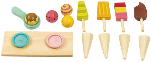 Tender Leaf carrito de helados de madera - juguete heladería con accesorios-3