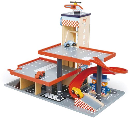 Tender Leaf garaje y taller de madera - set de juego con coches